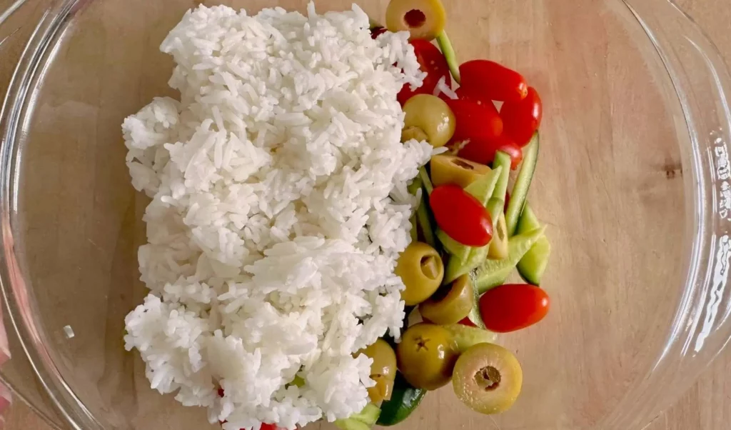 proporção aproximada de partes iguais de arroz